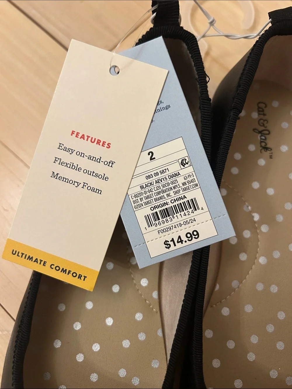 Cat & Jack Black Girls Bow Dance Flats